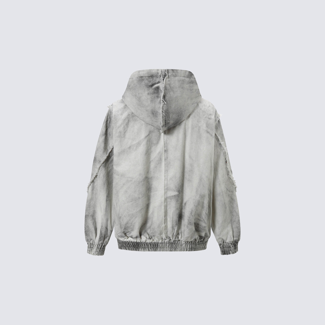 Frayed Damage Hooded Zipper Jacket WN27974