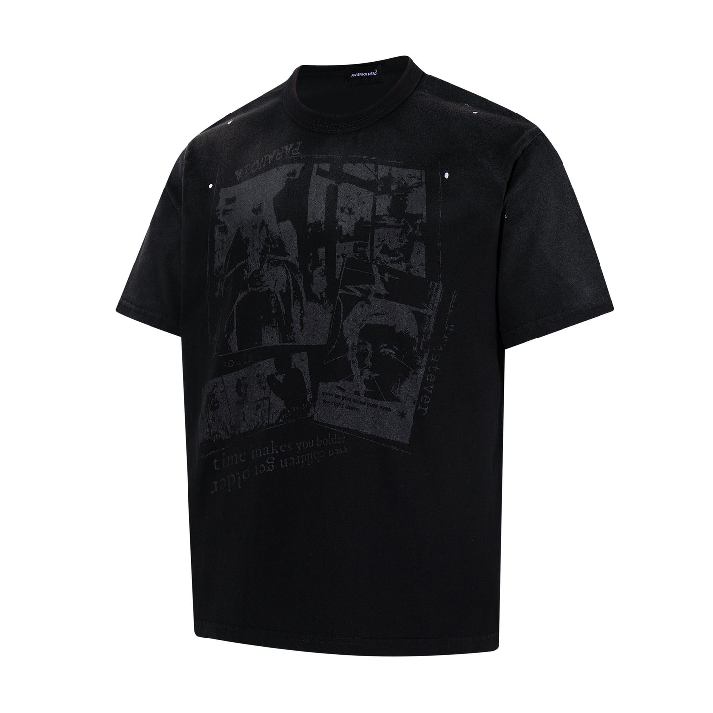 Portrait Print Damage Short Sleeve T-Shirt WN25455