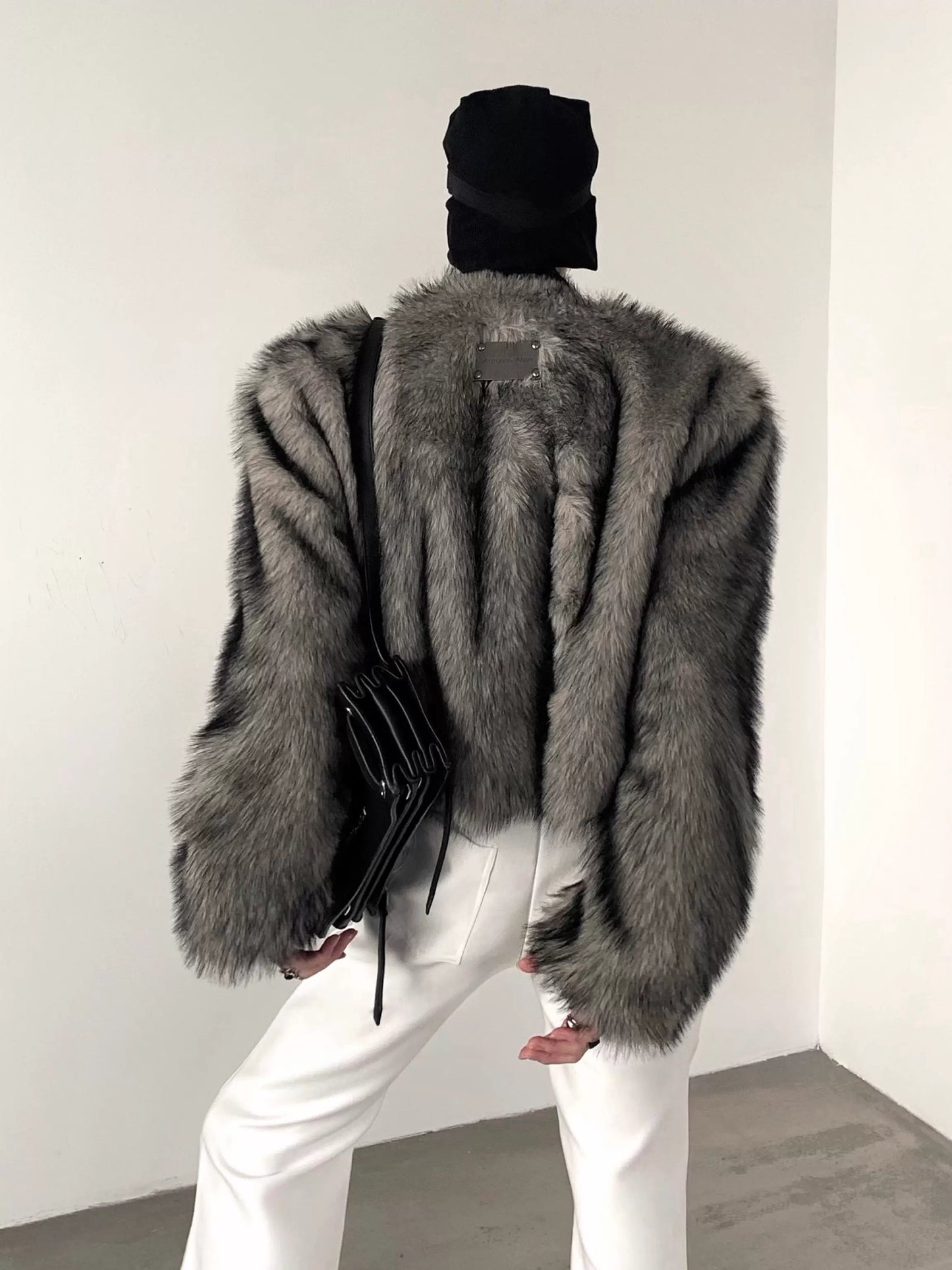 No Collar Fake Fox Fur Jacket WN9207