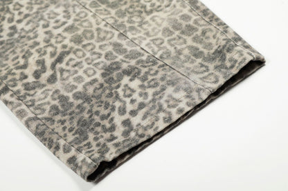 Leopard Multi-Pocket Wide Leg Cargo Pants WN26113