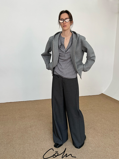 Plain Double Zipper Hoodie WN21598