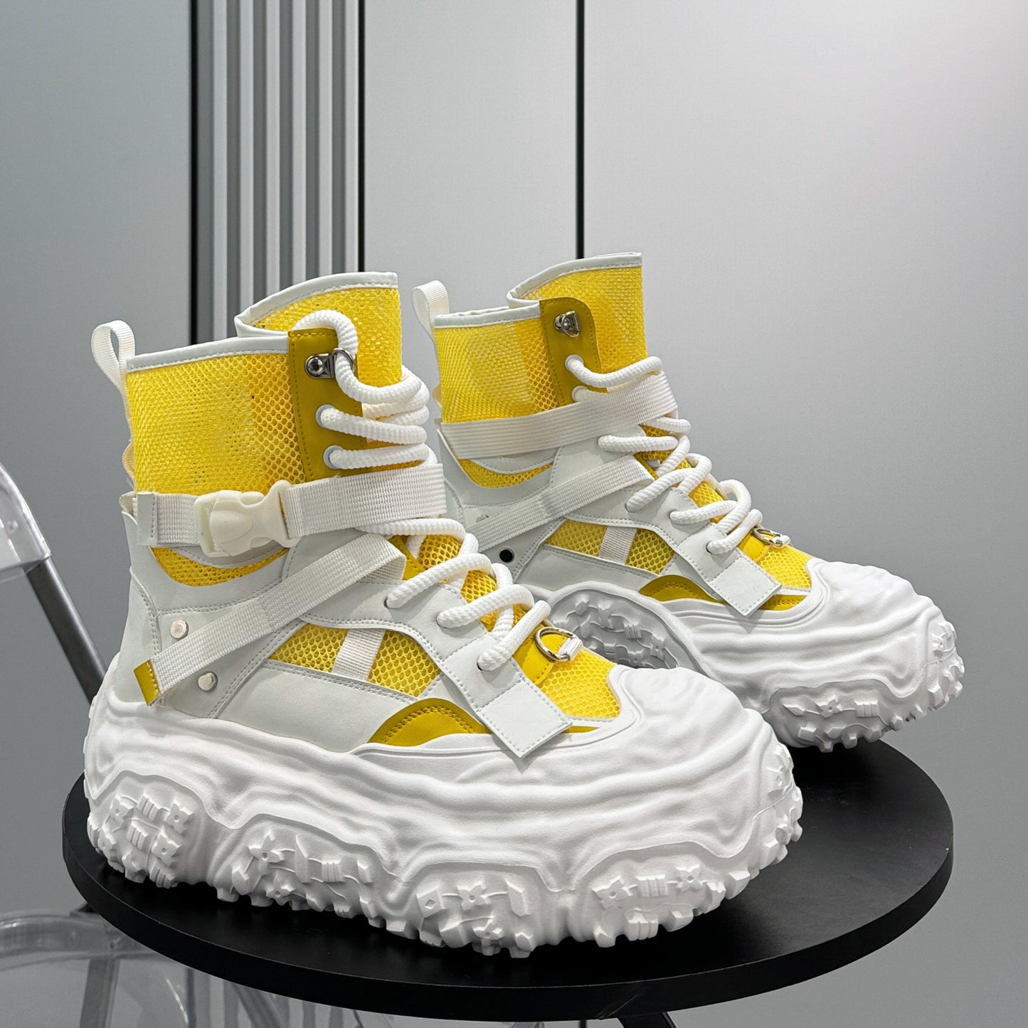 Mesh Strap Buckle Platform Sneaker Boots WN24682