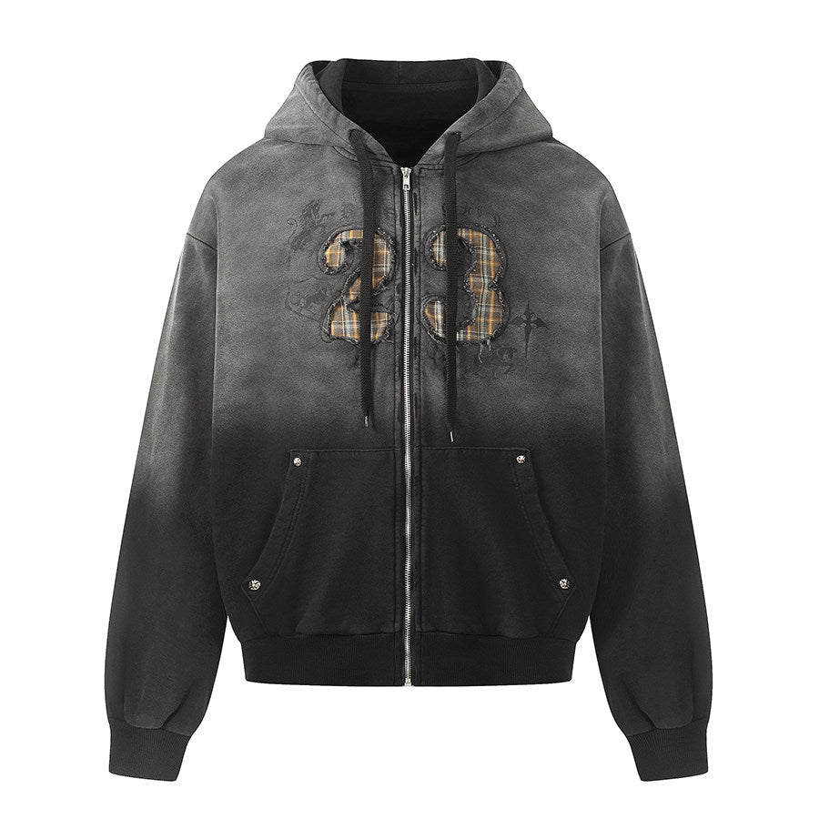 Gradient Wash Zipper Short Length Oversize Hoodie WN24228