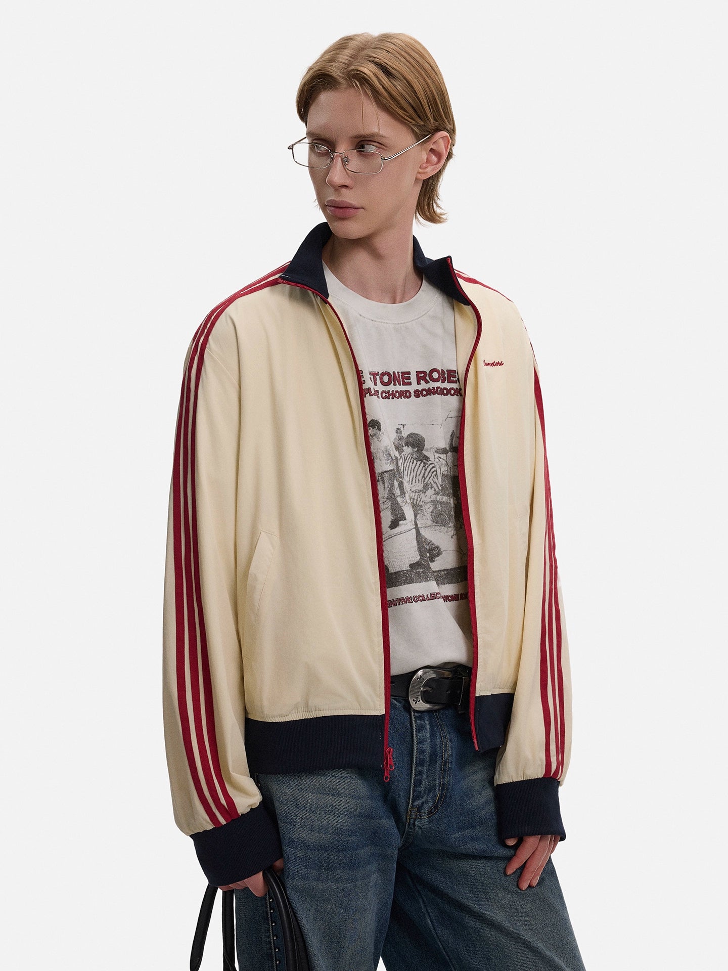 Stripe Contrast Short Zipper Jacket WN21430