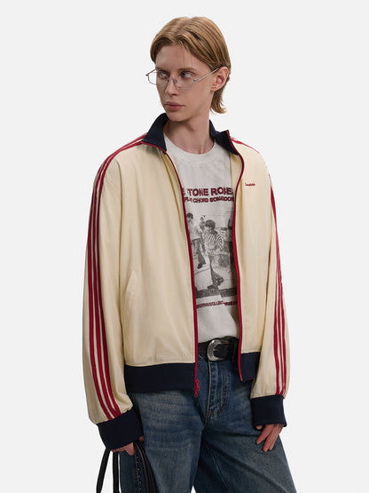 Stripe Contrast Short Zipper Jacket WN21430