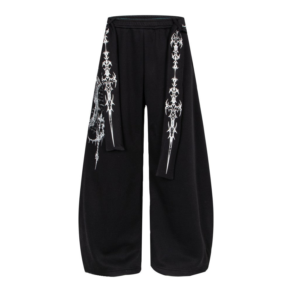 Art Graphic Strap Wide Leg Sweatpants WN27793