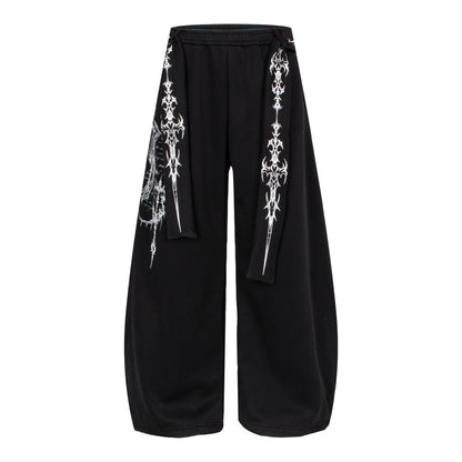 Art Graphic Strap Wide Leg Sweatpants WN27793