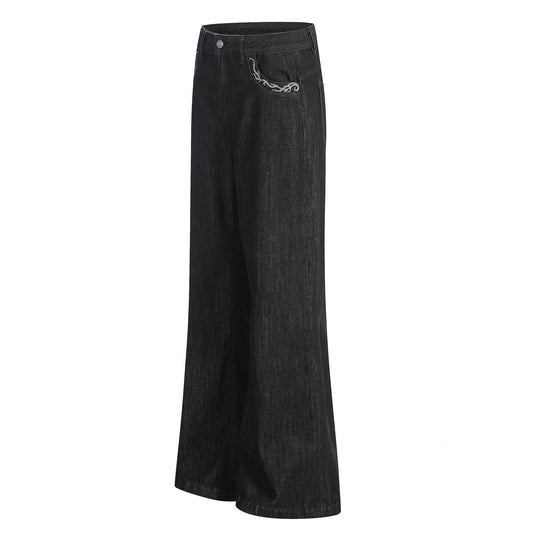 Washed Embroidery Flare Denim Jeans WN26066
