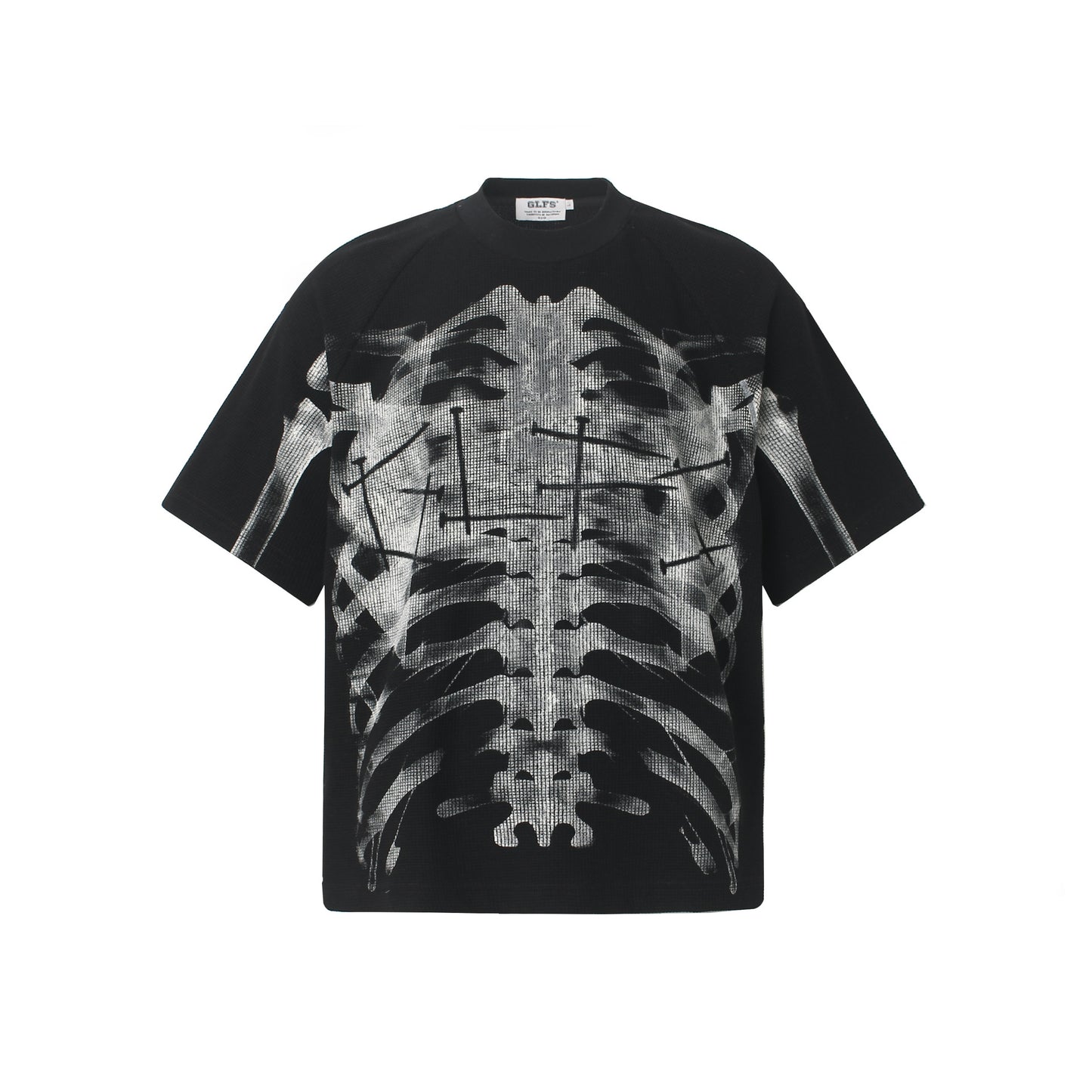 Skeleton Print Waffle Short Sleeve T-Shirt WN25557
