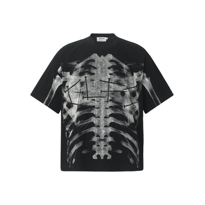 Skeleton Print Waffle Short Sleeve T-Shirt WN25557