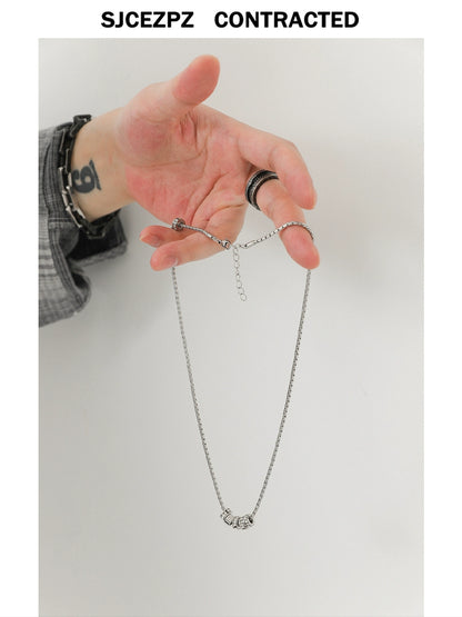 Titanium Steel Rhinestone Circle Necklace WN21263