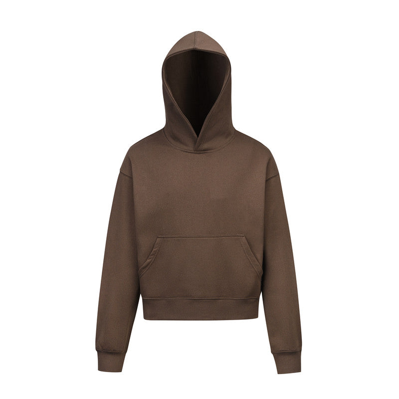 Short Length Oversize Plain Pullover Hoodie WN24401