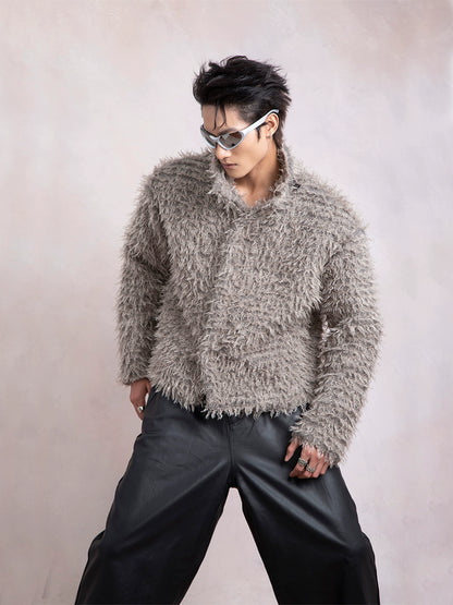 Fake Fur Stand Neck Short Jacket WN9296