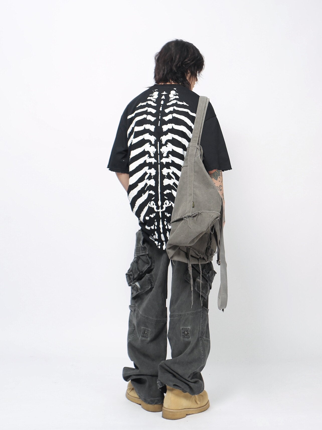 Skeleton Wing Print Oversize Short Sleeve T-Shirt WN24498