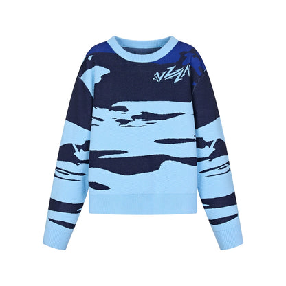 Contrast Color Jacquard Knit Sweater WN21009