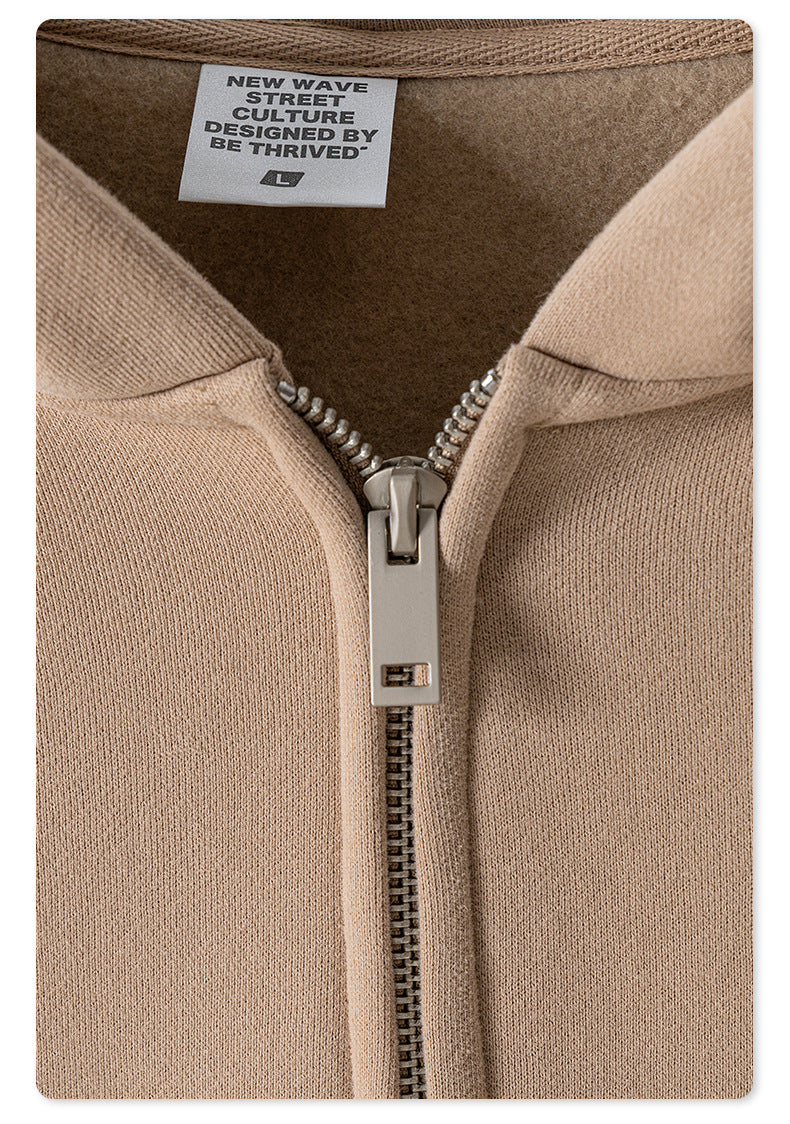 Fleece Lining Oversize Washed Zipper Hoodie WN9943