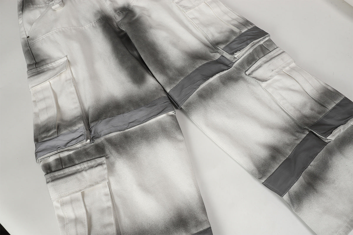 Spray Print Wide Leg Cargo Pants WN23110