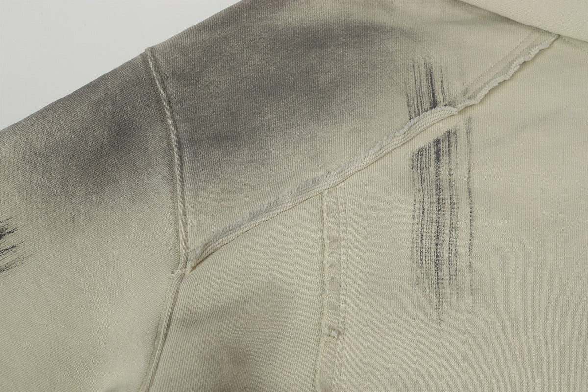 Spray Paint Wash Raw Edge Pullover Hoodie WN25713