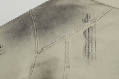 Spray Paint Wash Raw Edge Pullover Hoodie WN25713