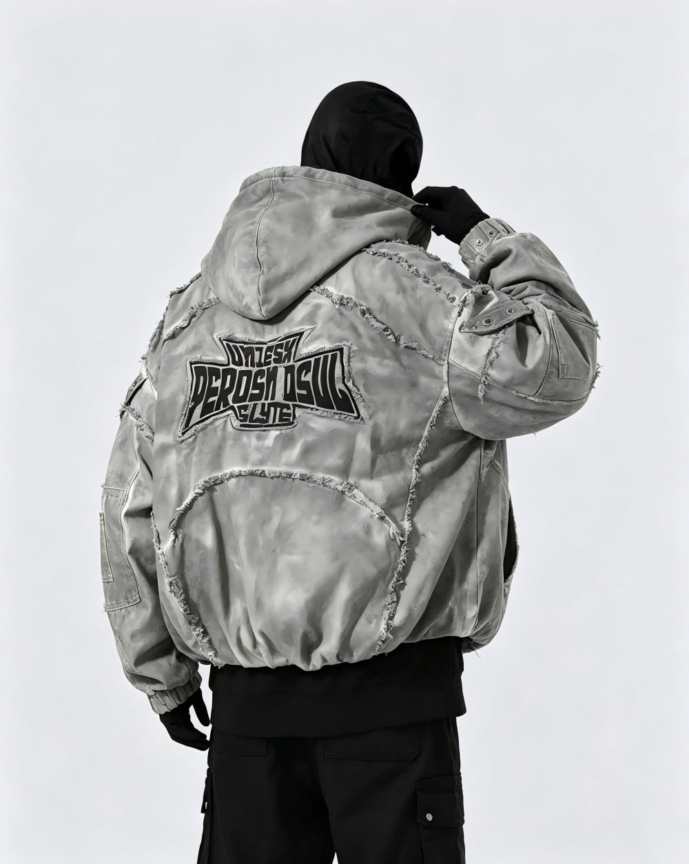 Washed Graphic Pocket Detail Hooded Jacket WN27967