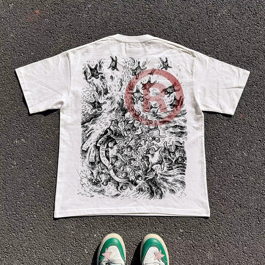 Graphic Art Print Oversize Short Sleeve T-Shirt WN16696