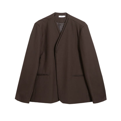 Fake Layered Collarless Tailored Jacket WN21463