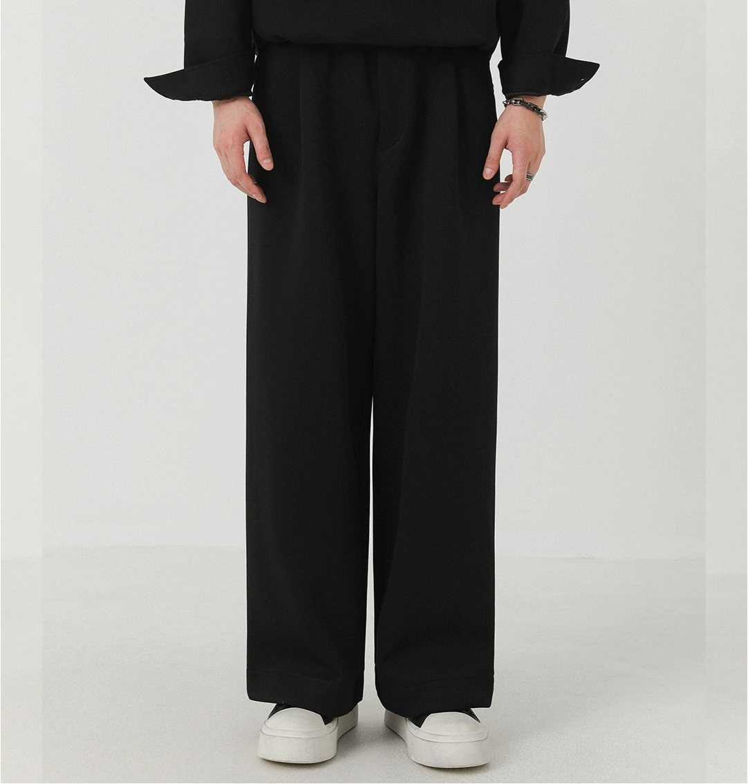 Fake Layered Stand Neck Sweatshirt & Wide Leg Sporty Pants Setup WN21264