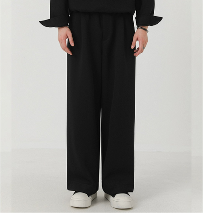 Fake Layered Stand Neck Sweatshirt & Wide Leg Sporty Pants Setup WN21264