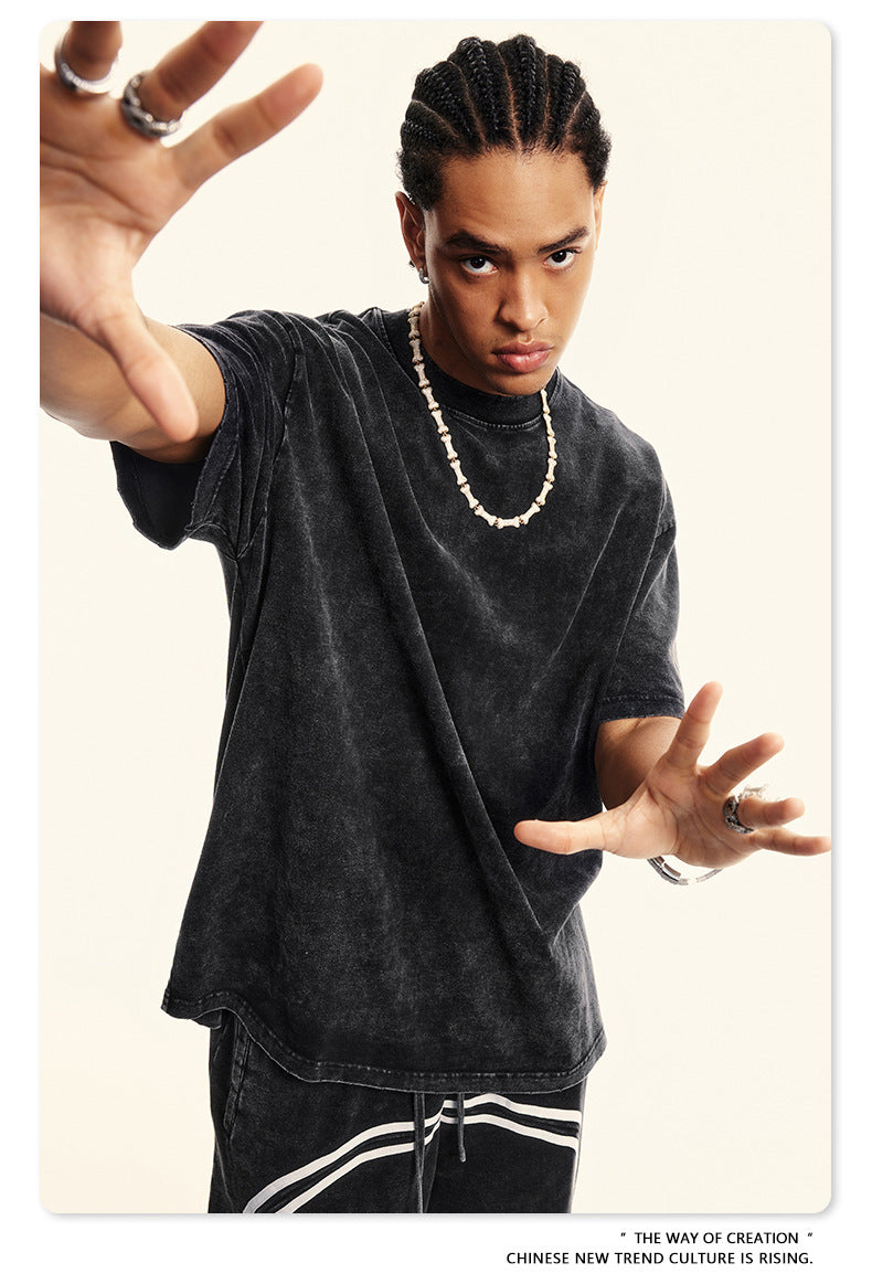 Damage Wash Round Neck Short Sleeve T-Shirt WN6060