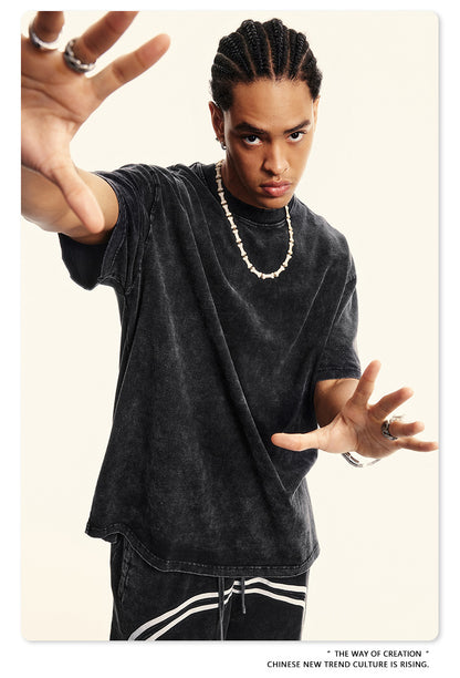 Damage Wash Round Neck Short Sleeve T-Shirt WN6060