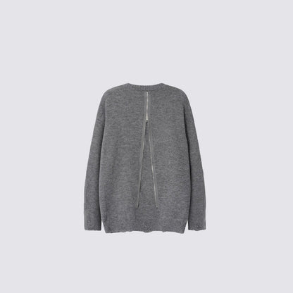 Asymmetric Zipper Detail Oversize Knit Sweater WN28124