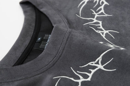 Oversize Suede Short Sleeve T-Shirt WN13121