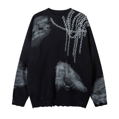 CHAIN ​​JACQUARD SPRAY PAINT KNIT SWEATER WN11439