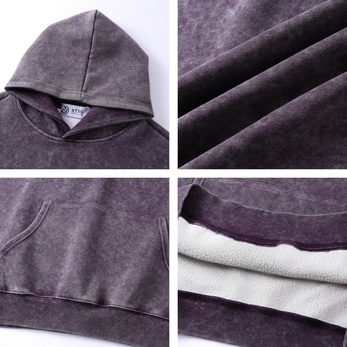 Wax Dye Fleece Lining Pullover Hoodie WN11476