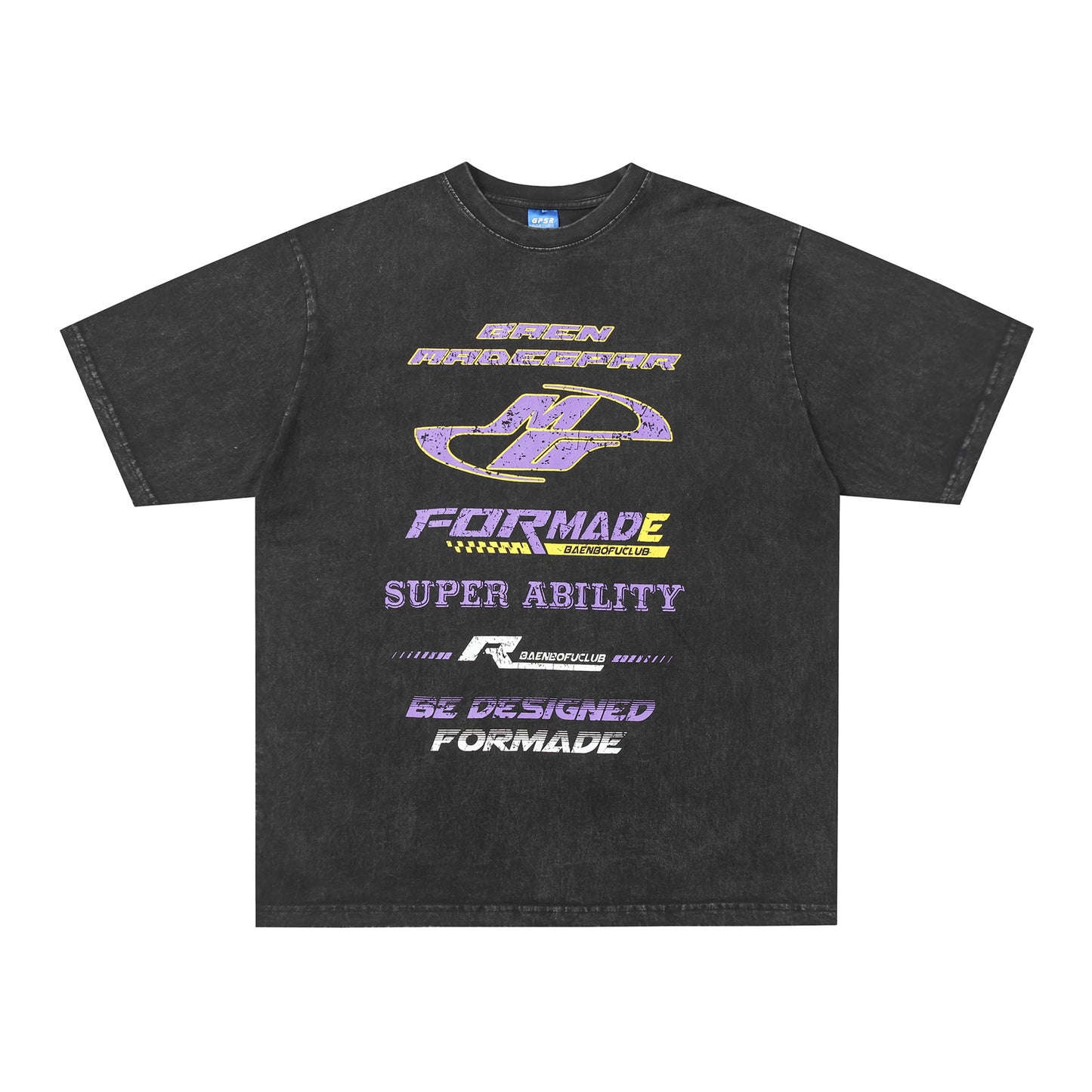 Washed Letter Print Oversize Short Sleeve T-Shirt WN15064