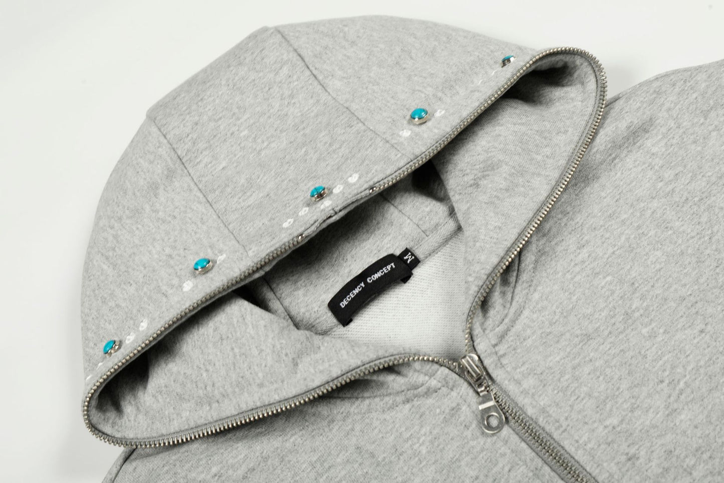 Turquoise Stone Zipper Hoodie WN25932