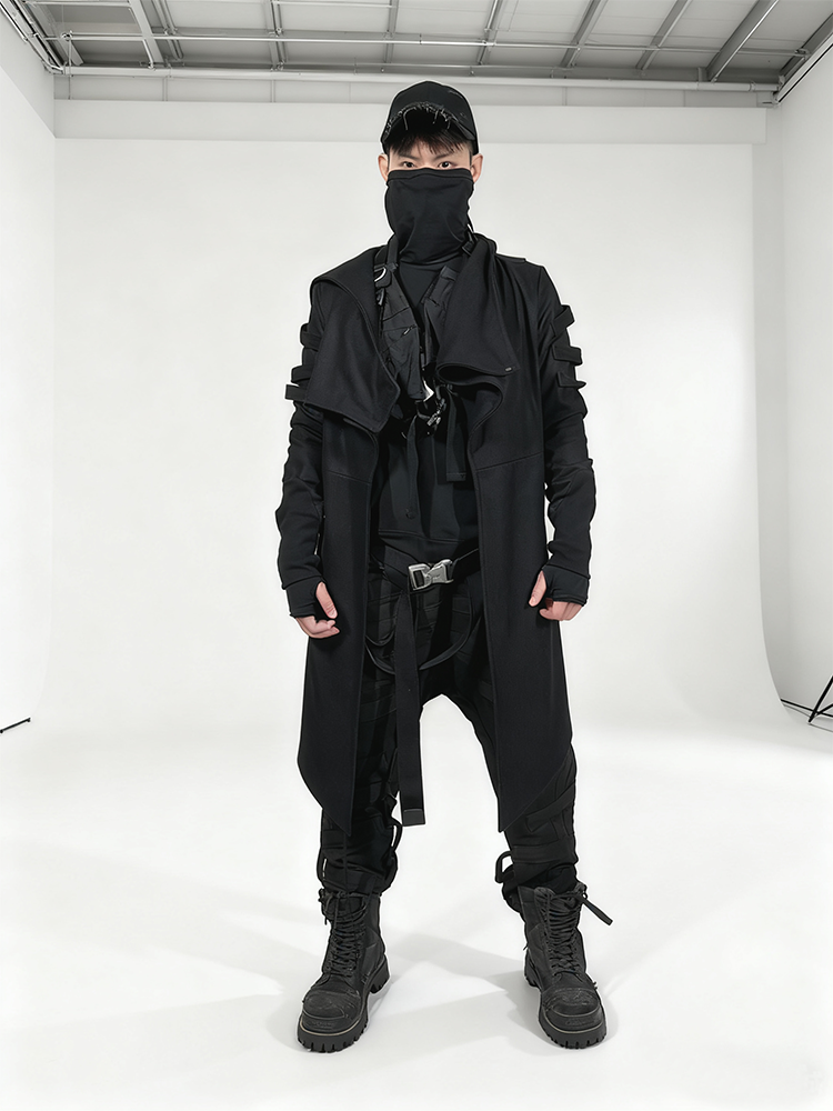 Asymmetric Hooded Deconstructed Wool Coat WN22006