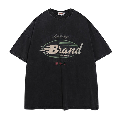 Washed Damage Letter Print Short Sleeve T-Shirt WN26919