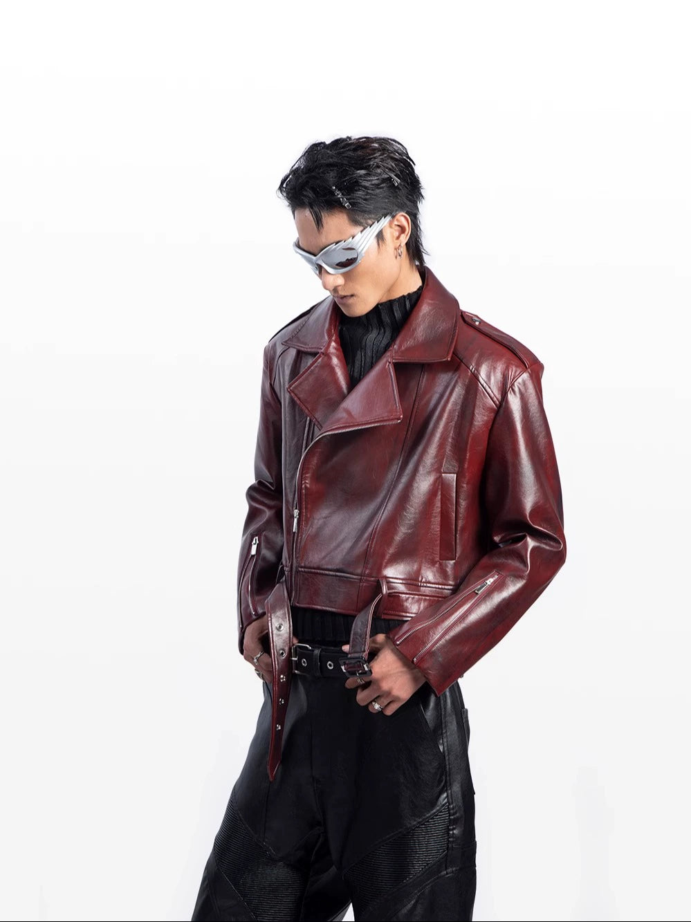 Faded PU Leather Short Jacket WN20625