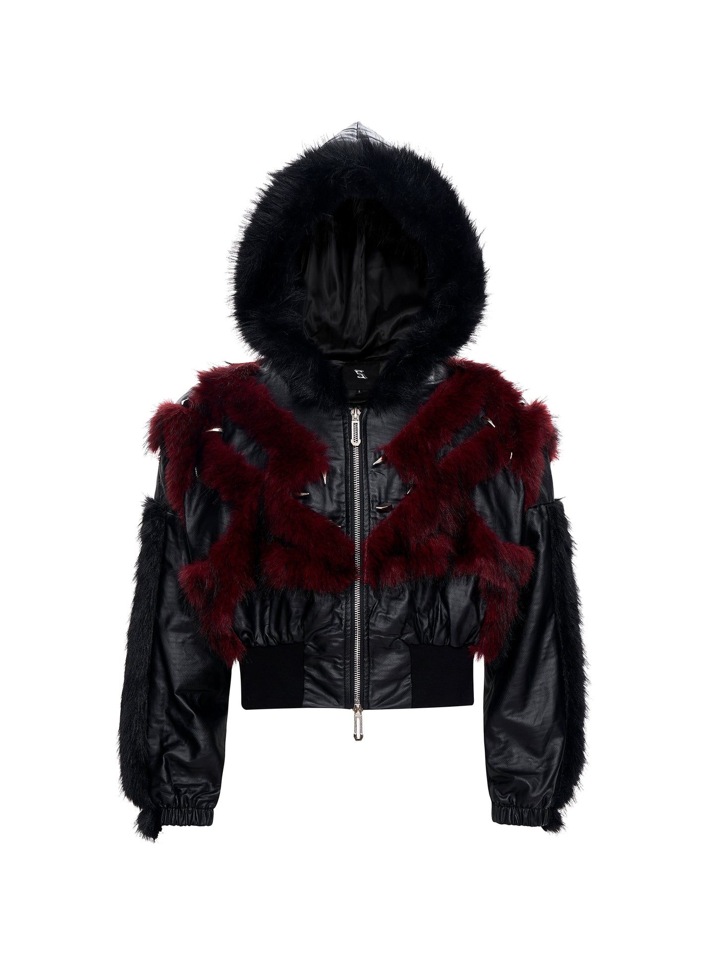 Fake Fur Patchwork Hooded Short Jacket WN21803