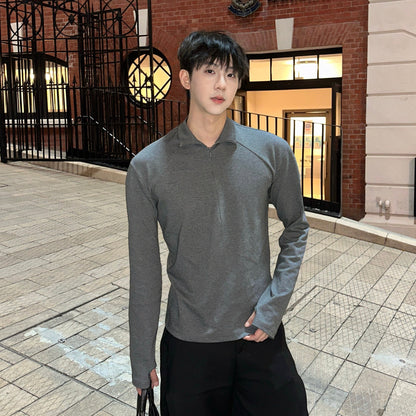 Half-Zip High-Neck Slim Long Sleeve T-Shirt WN25230