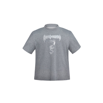 3D Metal Dragon Print Round Neck Short Sleeve T-Shirt WN5600