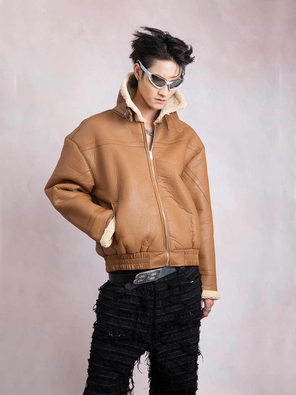 Fake Fur PU Leather Jacket WN9291