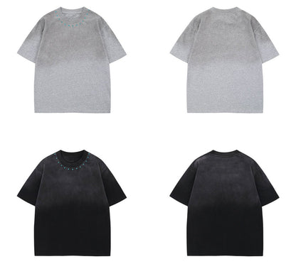 Spray Paint Beaded Oversize Short Sleeve T-Shirt WN16210