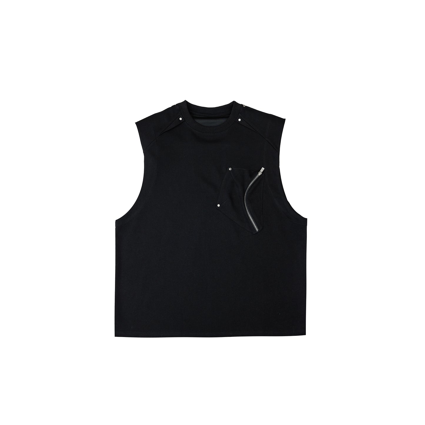 3D Pocket Design Shoulder Pad Sleeveless T-shirt WN5316