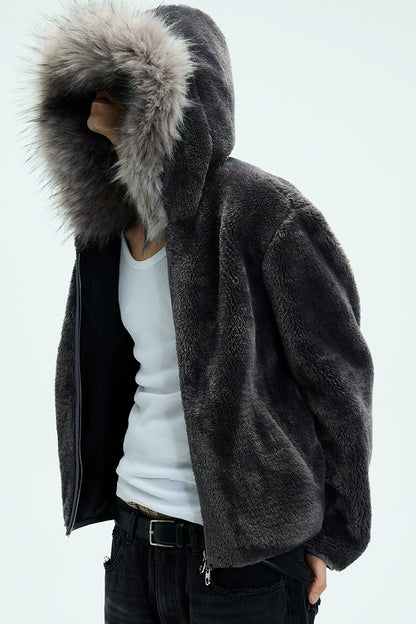 Detachable Fur Collar Fleece Hooded Jacket WN9085