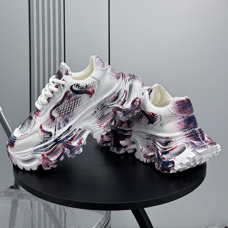Paint Snake Print Chunky Sole Sneakers WN24697