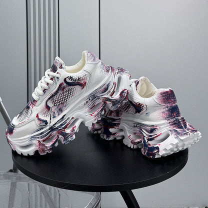 Paint Snake Print Chunky Sole Sneakers WN24697