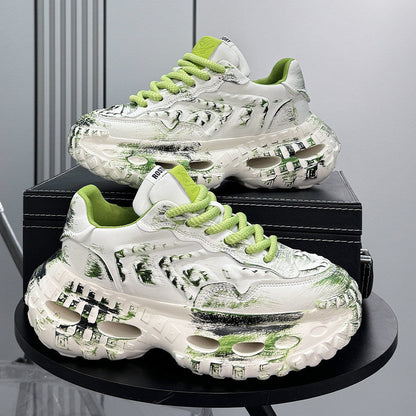 Paint Graffiti Print Chunky Sole Sneakers WN24657