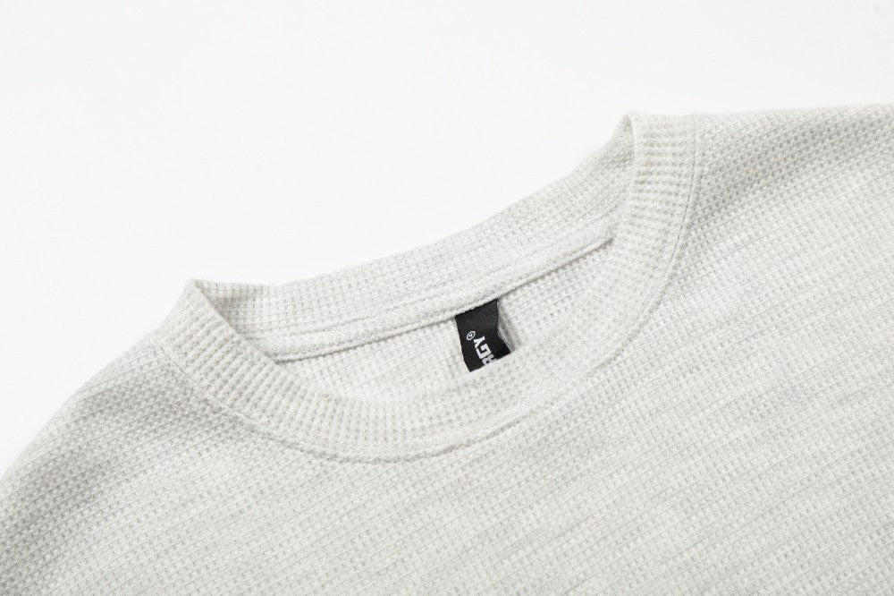 Waffle Texture Graphic Long Sleeve T-Shirt WN28018